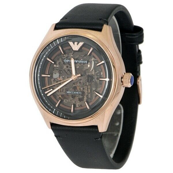 Emporio Armani Meccanico Black Dial Black Leather Watch For Men - AR60004 - Image 2